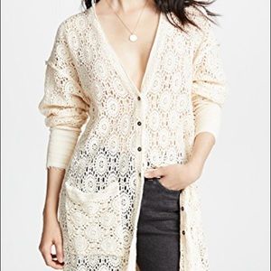 Free People Runaway Cardigan  Crochet Eyelet Cardi